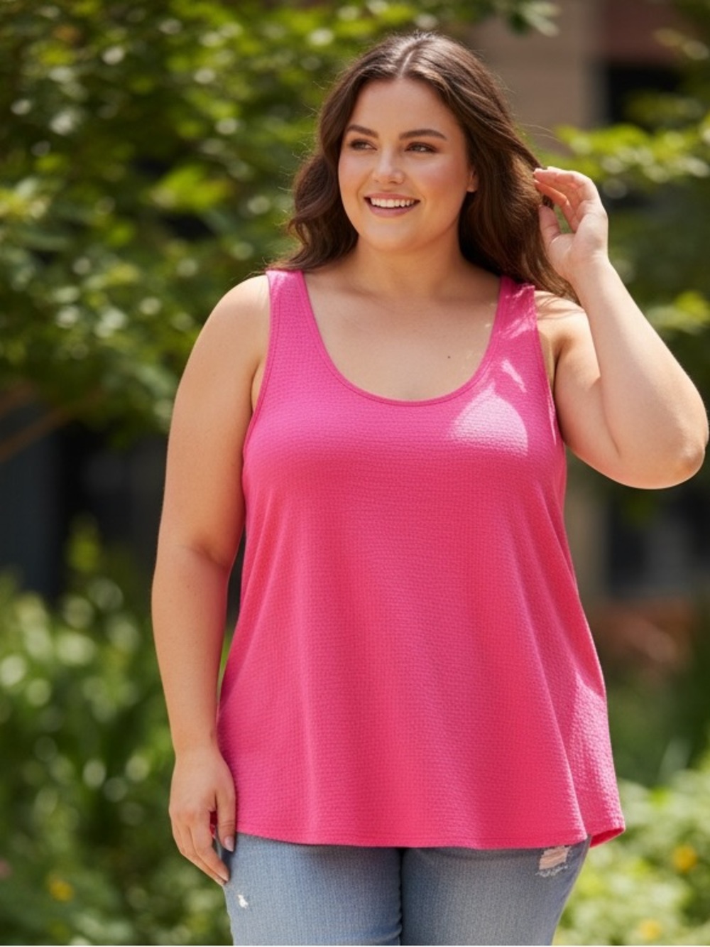 torrid Hot Pink Textured Tank Top size 4 (4x / 26)